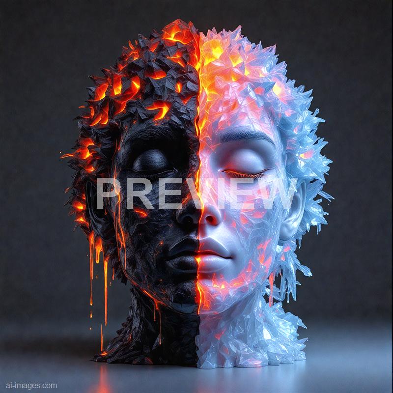 15554 - a-3d-half-molten-half-frozen-face-with-one-side-dripp_250706004548_00001